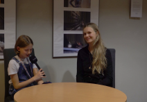 Scene from the film Junior Chats with Greta Stocklassa